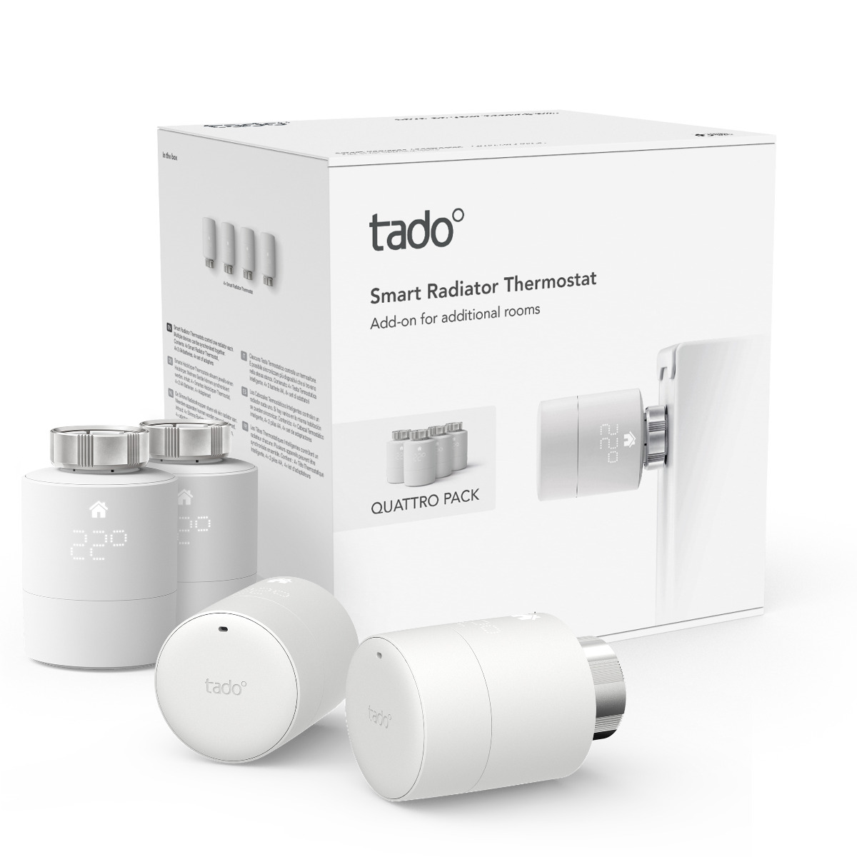 Detalle de un cabezal termostático inteligente de tado° colocado en un radiador