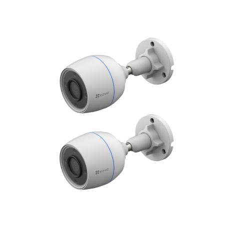 Pack 2. Cámara de vigilancia C3TN Color,exterior fija, 2 Mpx, visión nocturna, blanco