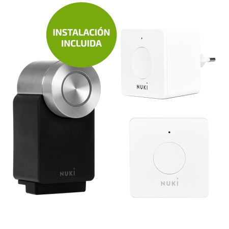 Nuki Smart Lock 4 Pro negro + Opener + Bridge. INSTALACIÓN INCLUIDA
