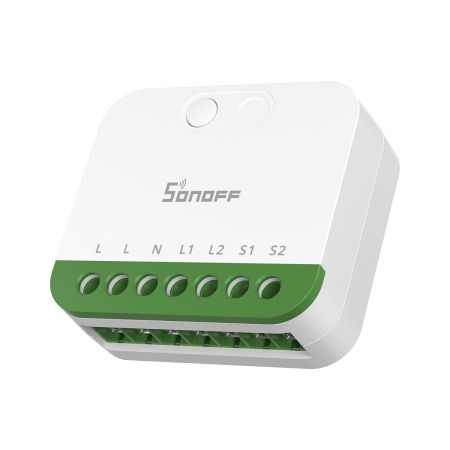 Sonoff Mini interruptor inteligente Duo, 2 canales Wi-Fi Matter, 16A, blanco
