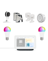 Google Nest Hub Carbón + Kit Seguridad Domos con 2 bombillas