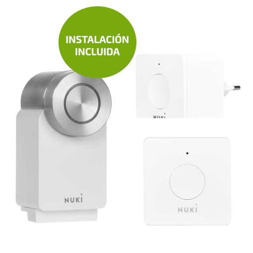 Nuki Smart Lock 4 Pro blanco + Opener + Bridge. INSTALACIÓN INCLUIDA