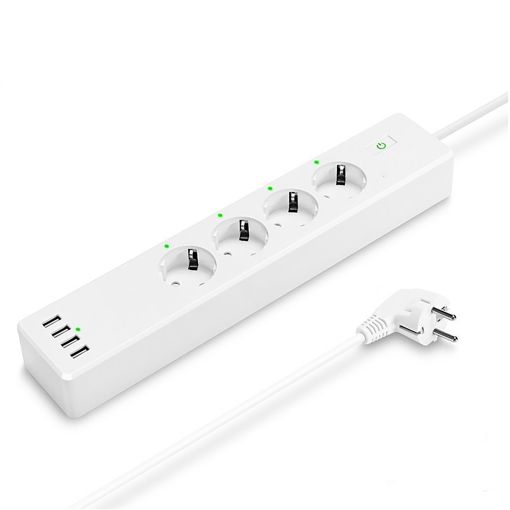 muvit iO Regleta inteligente Wifi blanca con 4 tomas de corriente y 4 puertos USB