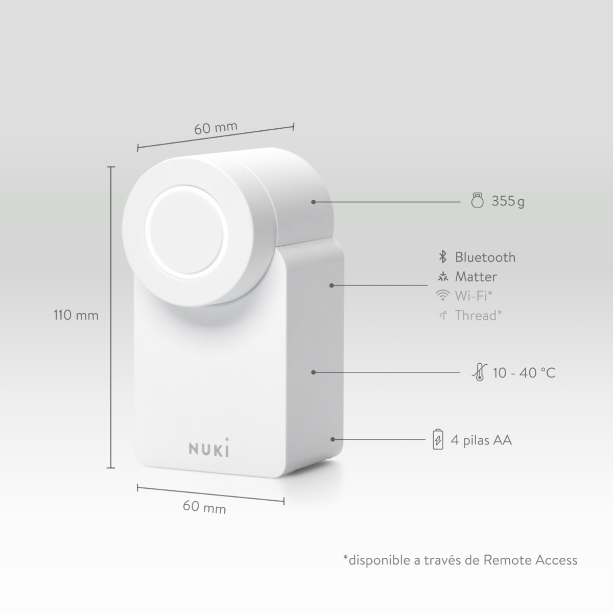 Vista lateral de la Nuki Smart Lock Go instalada en la puerta