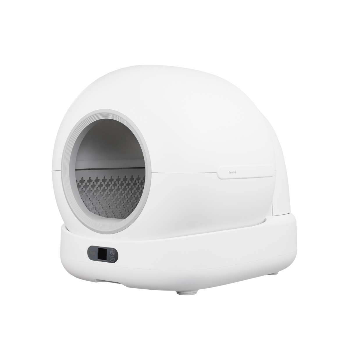 Detalle del arenero inteligente Hombli blanco para interior