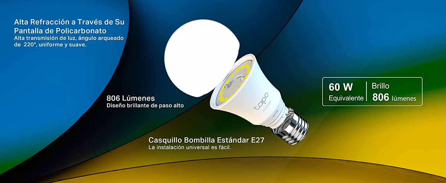 BOMBILLA LED TP-LINK TAPO L510E, 8.7W, 806 LúMENES, ASISTENTE GOOGLE,  , COLOR BLANCO